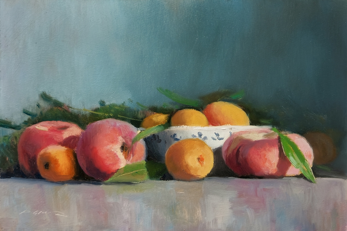 Peinture : Abricots et Pêches 