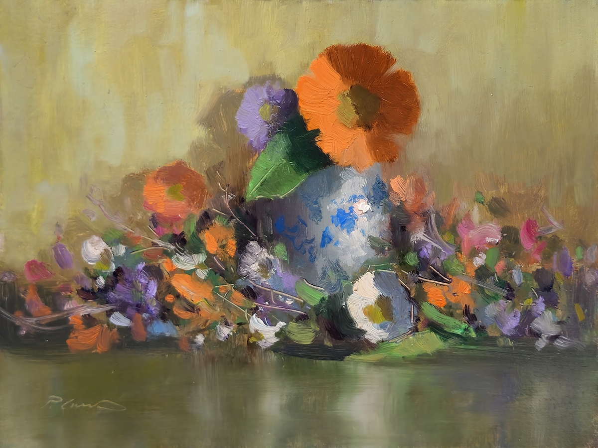 Peinture : Cosmos et Tasse 
