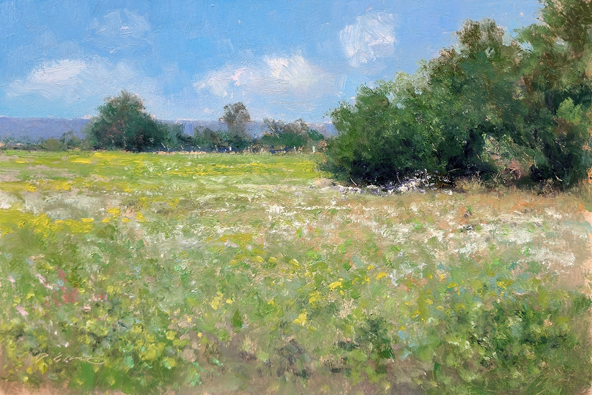 Peinture : Prairie de St-Domnin Peinture : Prairie de St-Domnin
