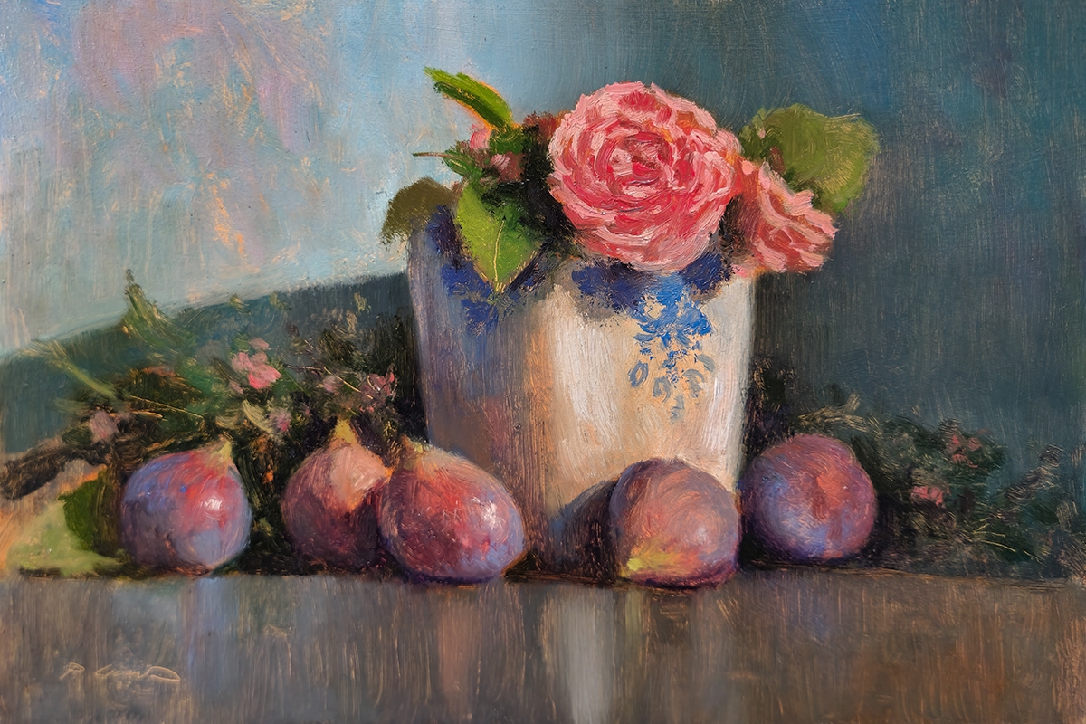 Peinture : Figues et Roses 