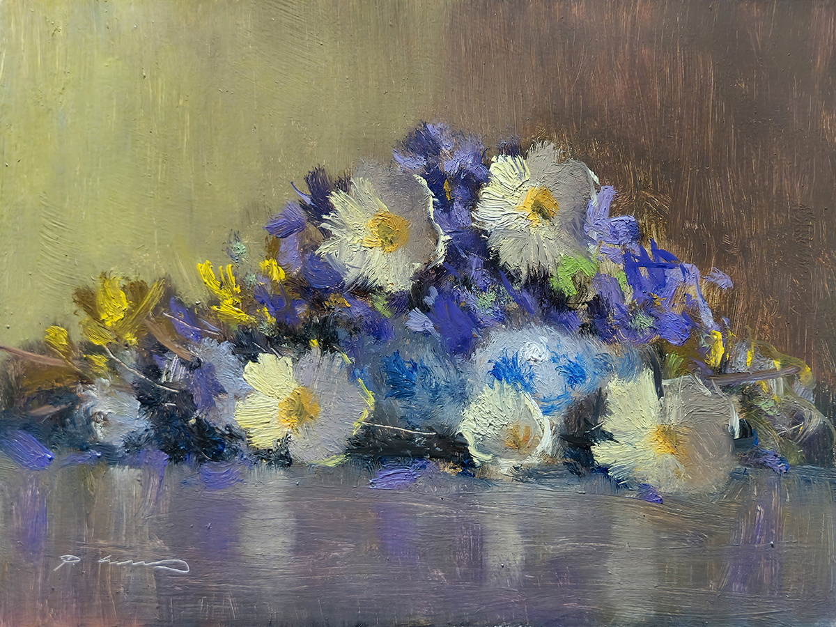 Peinture : Primevères & Violettes 