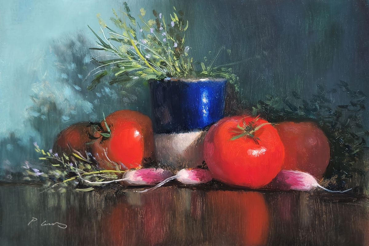 Peinture : Tomates et Thym 