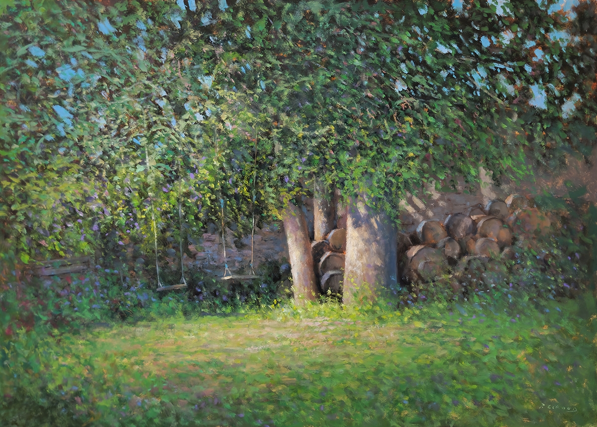 Peinture : 2 Balançoires A l'ombre des Cèdres
