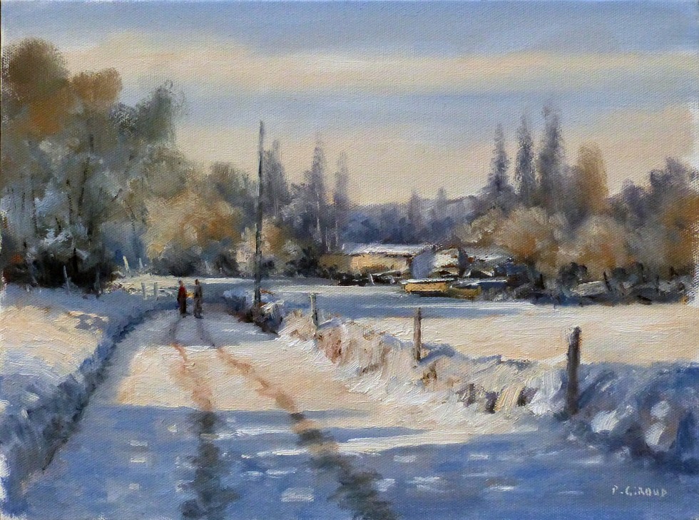 Peinture : Neige vers Sisteron 