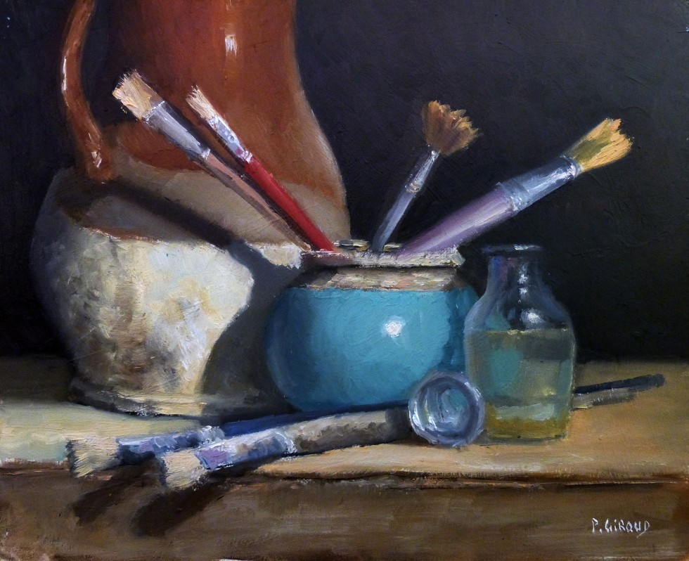 Peinture : Pinceaux et Pot Bleu 