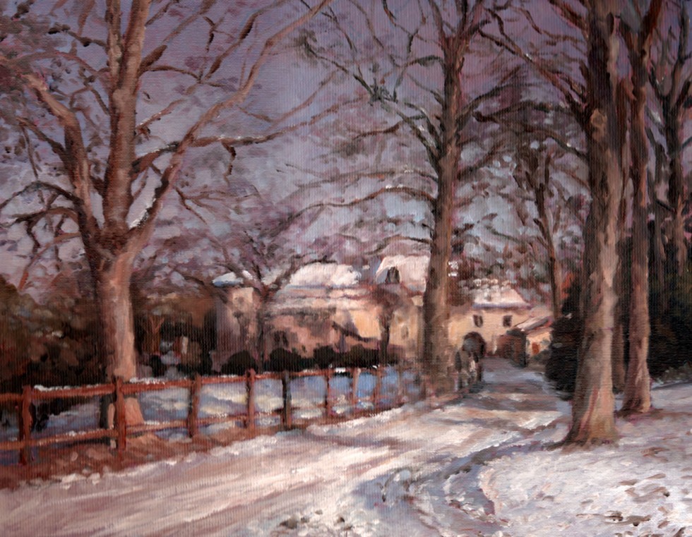 Peinture : Parc Lacroix-Laval sous la neige 